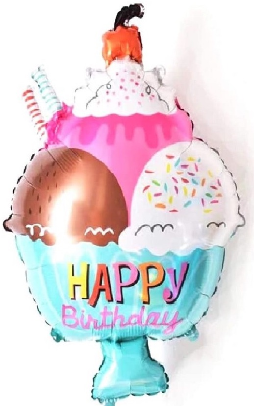 Ice cream sundae shaped foil balloon