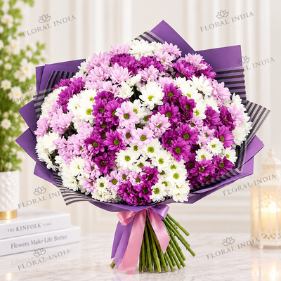 oyal Purple & Pink Chrysanthemum Bouquet