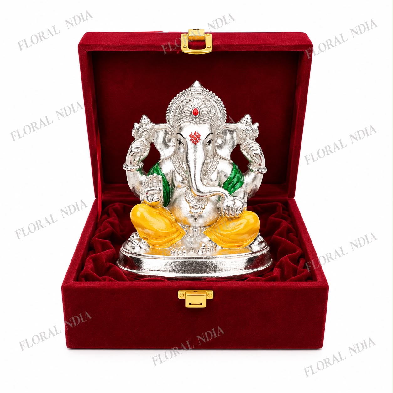 Silver Plated Lord Ganesha Idol with Velvet Gift Box