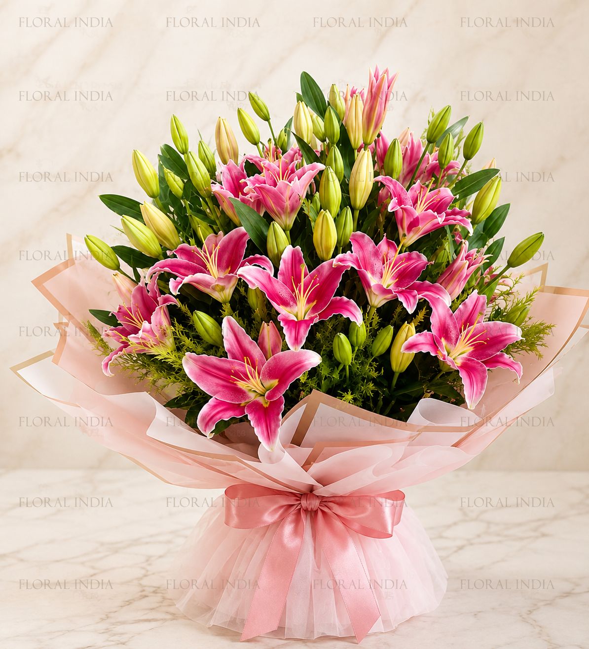 Blushing Oriental Lily Bouquet