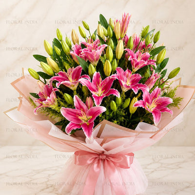 Blushing Oriental Lily Bouquet