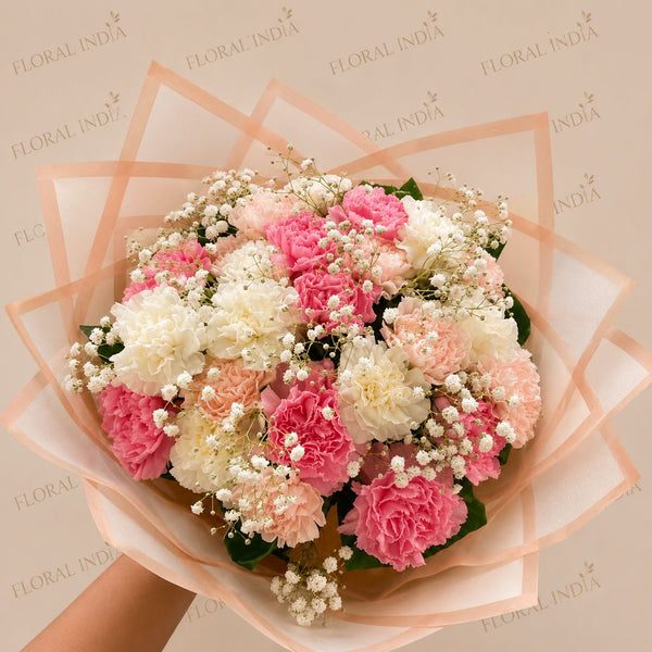 Pink & White Carnation Elegance Bouquet