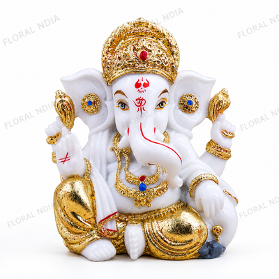 Elegant Lord Ganesha Idol with Golden Detailing