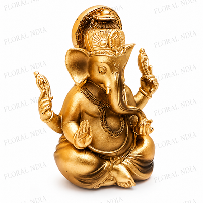 Lord Ganesha Idol with Golden Embellishments