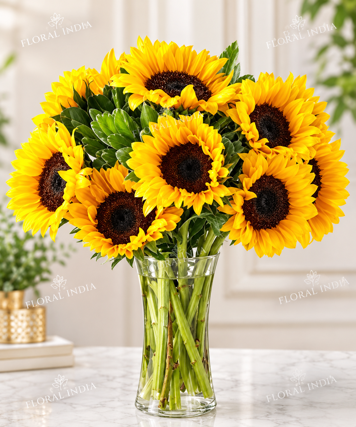 Premium Sunflower Vase Arrangement