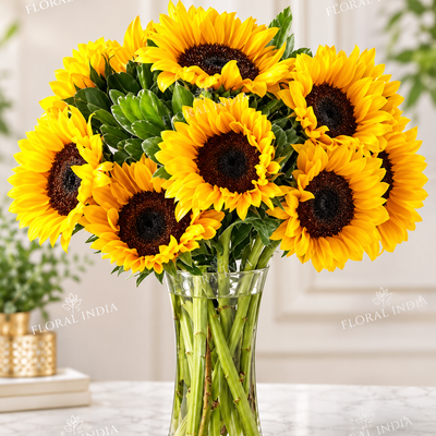 Premium Sunflower Vase Arrangement