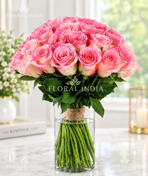 Roses On A Lush Green Bed