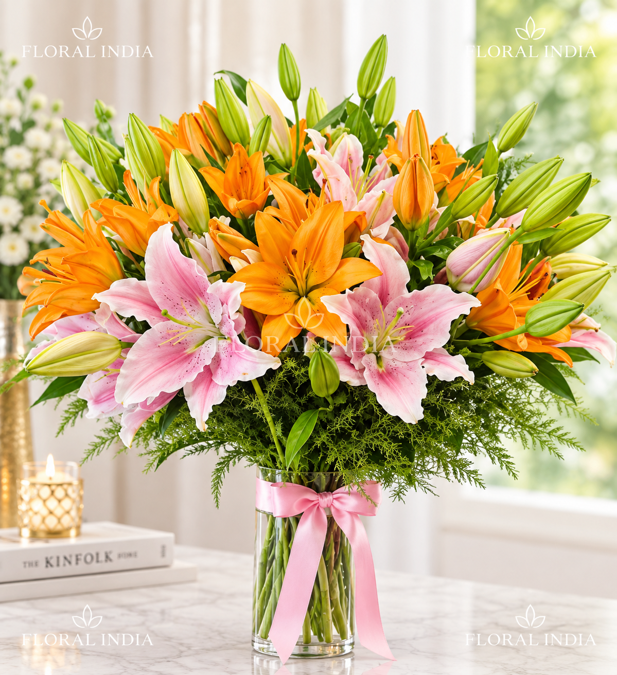 Vibrant Pink & Orange Lily Bouquet