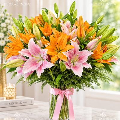 Vibrant Pink & Orange Lily Bouquet
