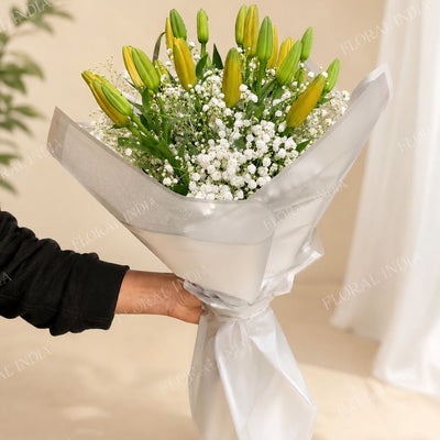 The Exotic Yellow Asiatic Lilies Bouquet
