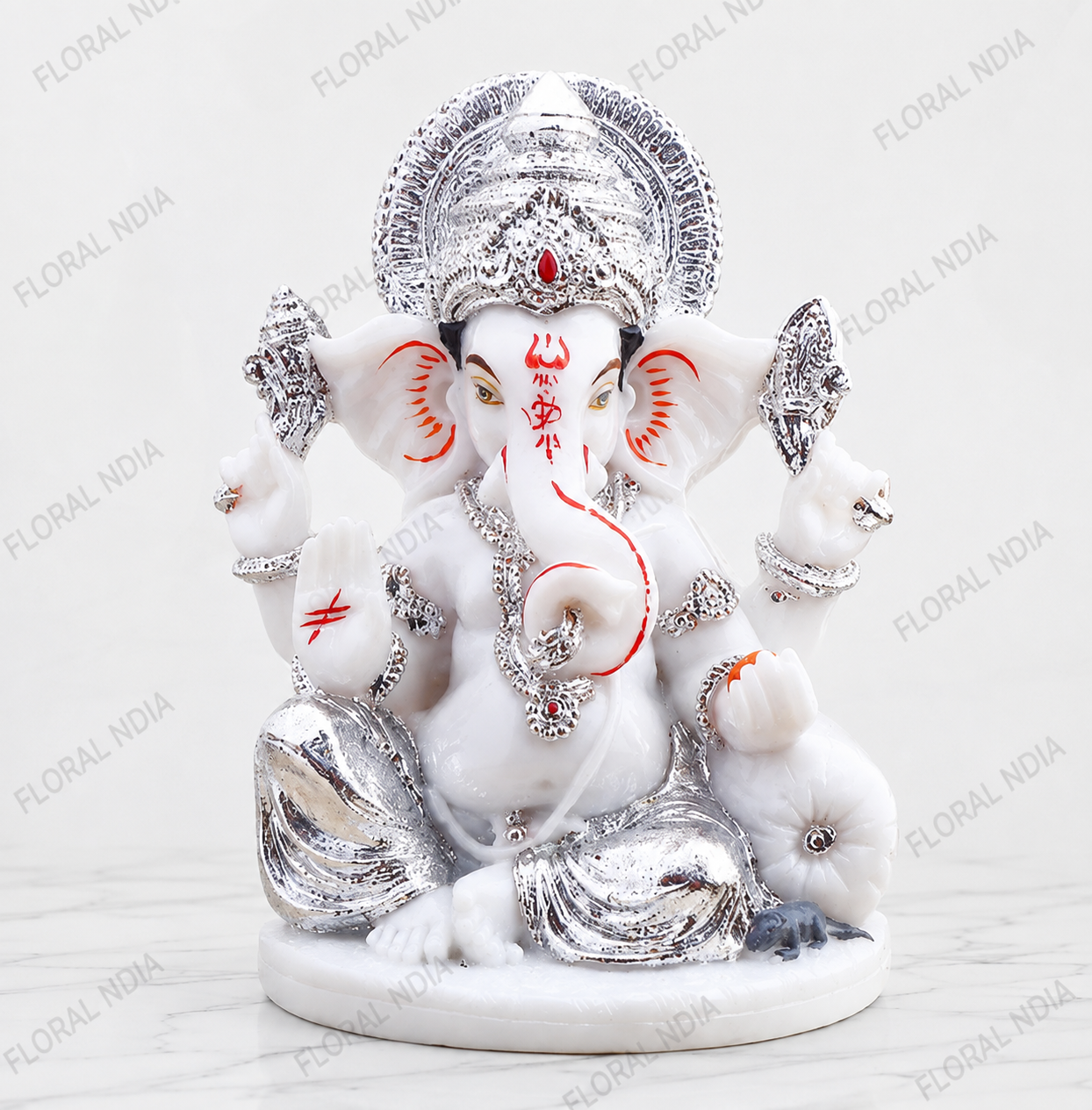 Shee Ganesha Idol with Silver Emblishment