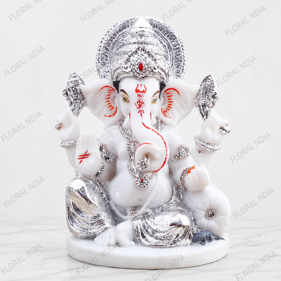 Shee Ganesha Idol with Silver Emblishment