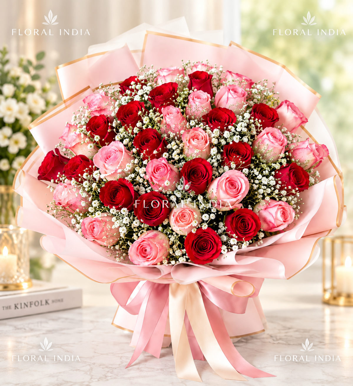 Romantic Red & Pink Rose Bouquet