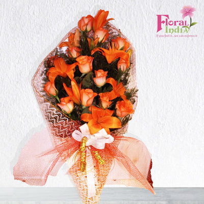 The Rust Asiatic Lily & Carnations Bouquet