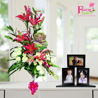 The Fresh Oriental Lilies, Brassica & Roses Bouquet