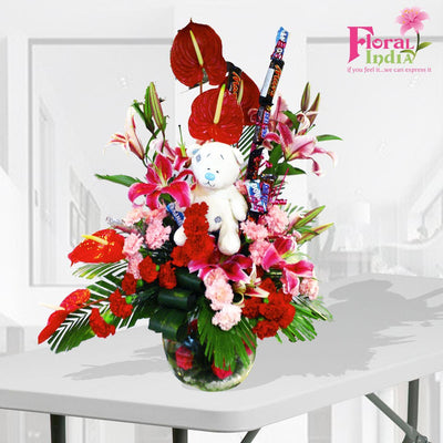 The Glorous Bouquet of Antheriums & Carnations
