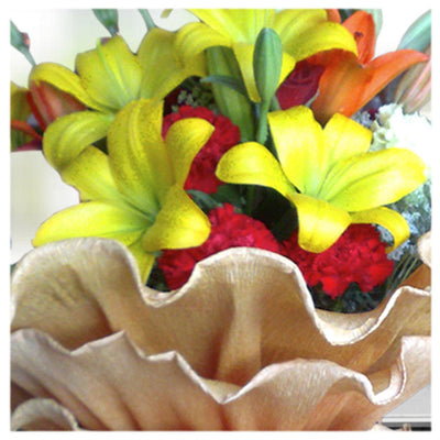 The Bright Red Lilies & Carnations Bouquet
