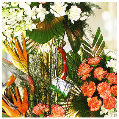 The Romantic Bouquet Of Birds Of Paradise, Carnations, Orchids & Lilies