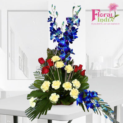 The Fresh Orchids, Roses & Carnations Bouquet