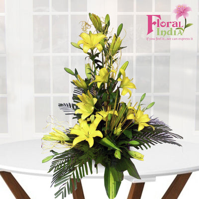 A Bouquet of Cheerful Yellow Asiatic Lilies