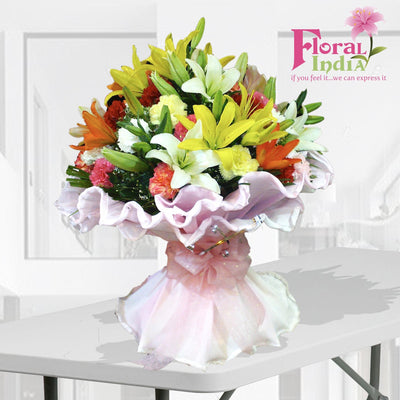 The Fresh Breeze Bouquet of Oriental Lilies & Carnations