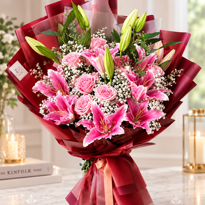 Pink Lily & Rose Luxury Bouquet