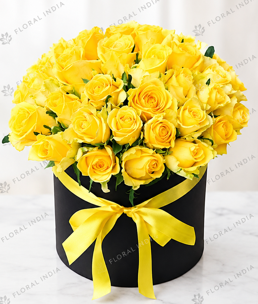 Golden Sunshine Yellow Rose Box