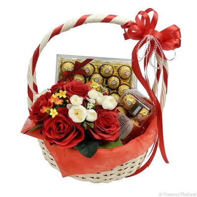 mix flower and ferrero arrangement