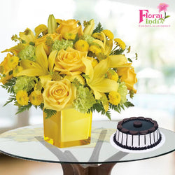 A Blend Of Glowing Yellows - Lilies, Roses & Daisies
