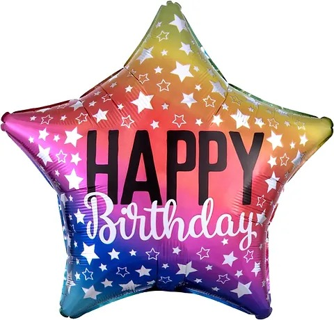 Star shaped pink birthday balloon
