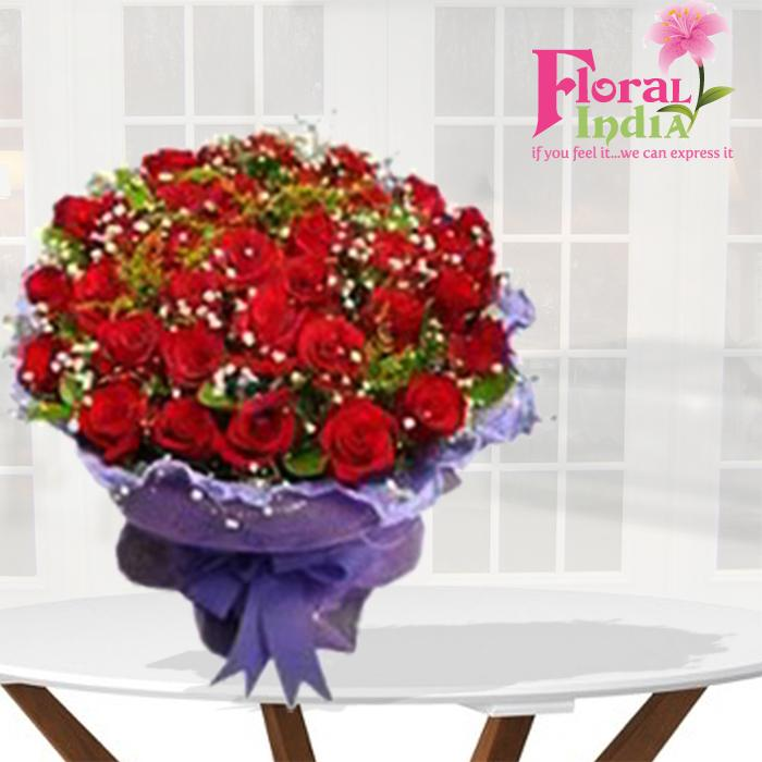 The Pearly Red Bouquet of Roses